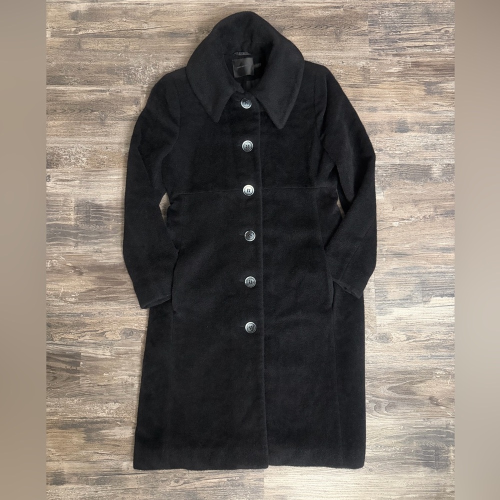 Bern & Mort Women’s Black Alpaca Wool Blend Overcoat Quiet Luxury Old Money Sz 8